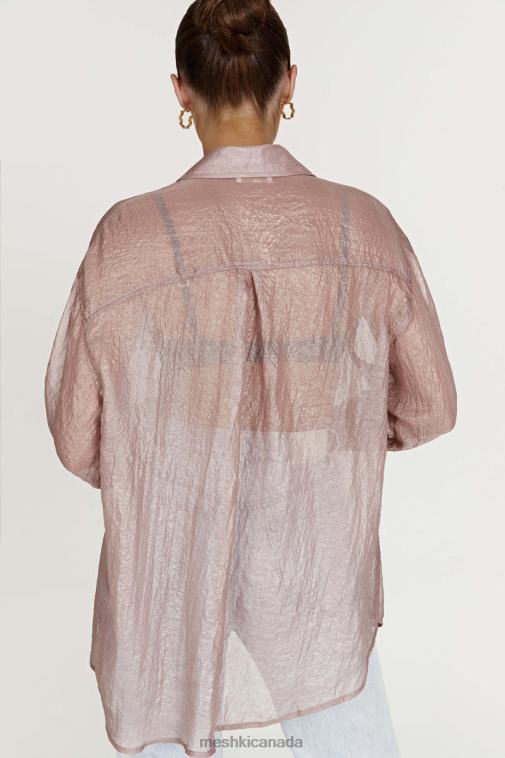 Meshki Taupe Molly Oversized Sheer Iridescent Shirt Clothing JN88N1105