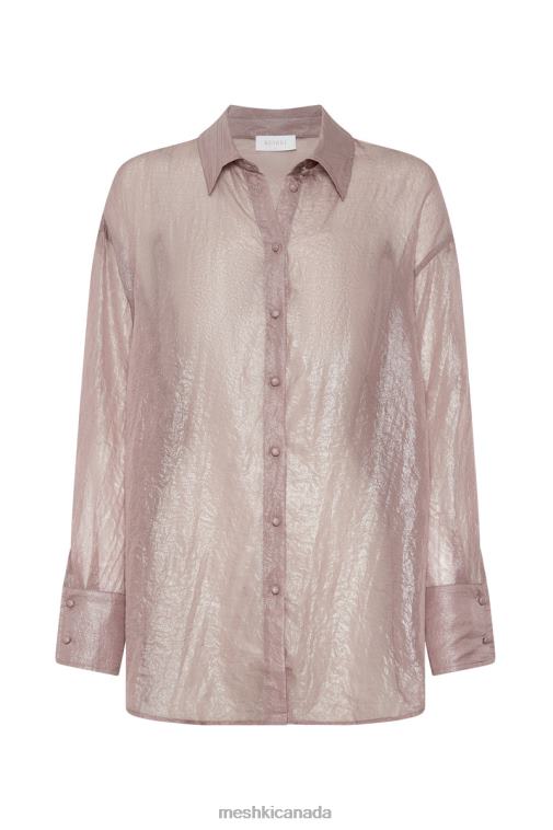 Meshki Taupe Molly Oversized Sheer Iridescent Shirt Clothing JN88N1105