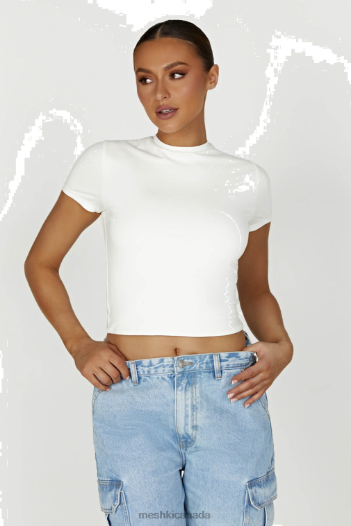 Meshki White Jeanie Longline T-Shirt Clothing JN88N881